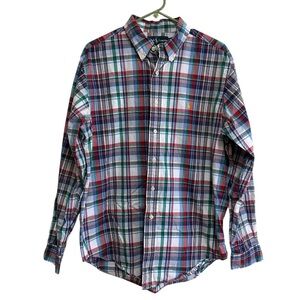 Ralph Lauren Shirt Size Large Plaid Yellow Pony Classic Fit Long Sleeve